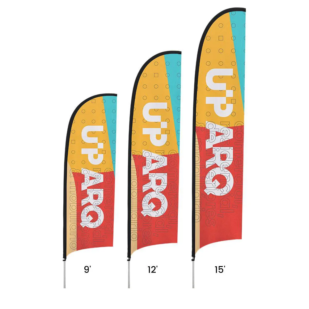 Custom printed feather flags in 9 ft, 12 ft and 15 ft