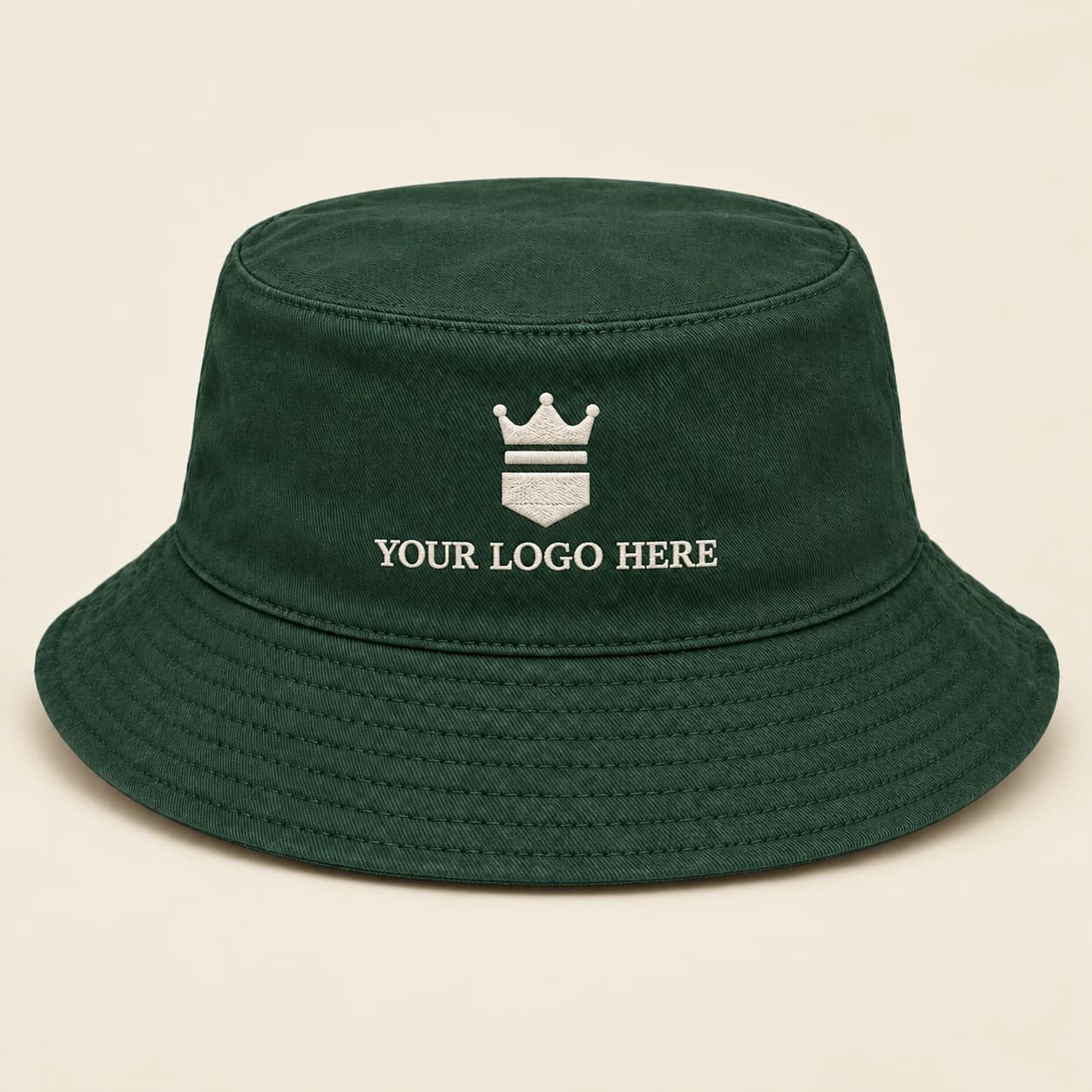 Custom bucket hat with the PromoMogul crown embroidery