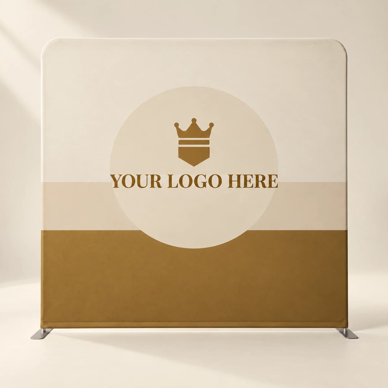 Straight pillowcase backdrop with a YOUR LOGO HERE placeholder print area