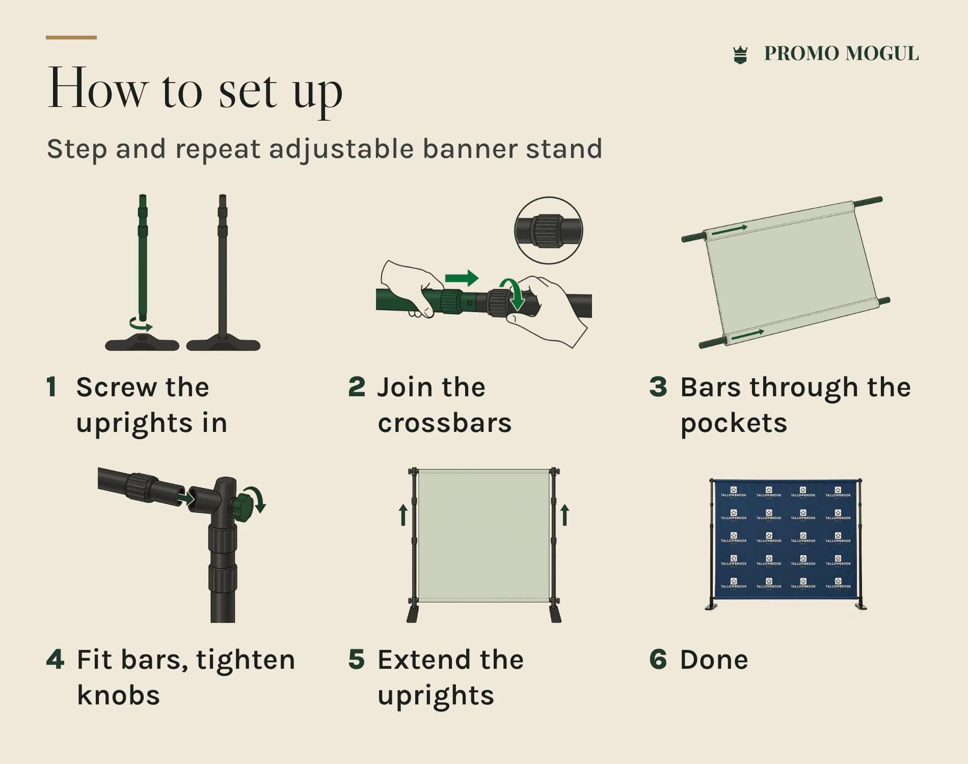 Step and Repeat Event Kit, 10 x 8 Backdrop with 2 Flags: How to set up the step and repeat adjustable banner stand in six steps